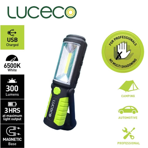 Lámpara de inspección con luz led blanca recargable – Luceco LILT30T65
