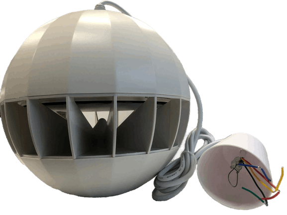 Bocina colgante de 20W, línea de 100V, omnidireccional, para Sistemas de música ambiental y de voceo, en color blanco – LDQ-005