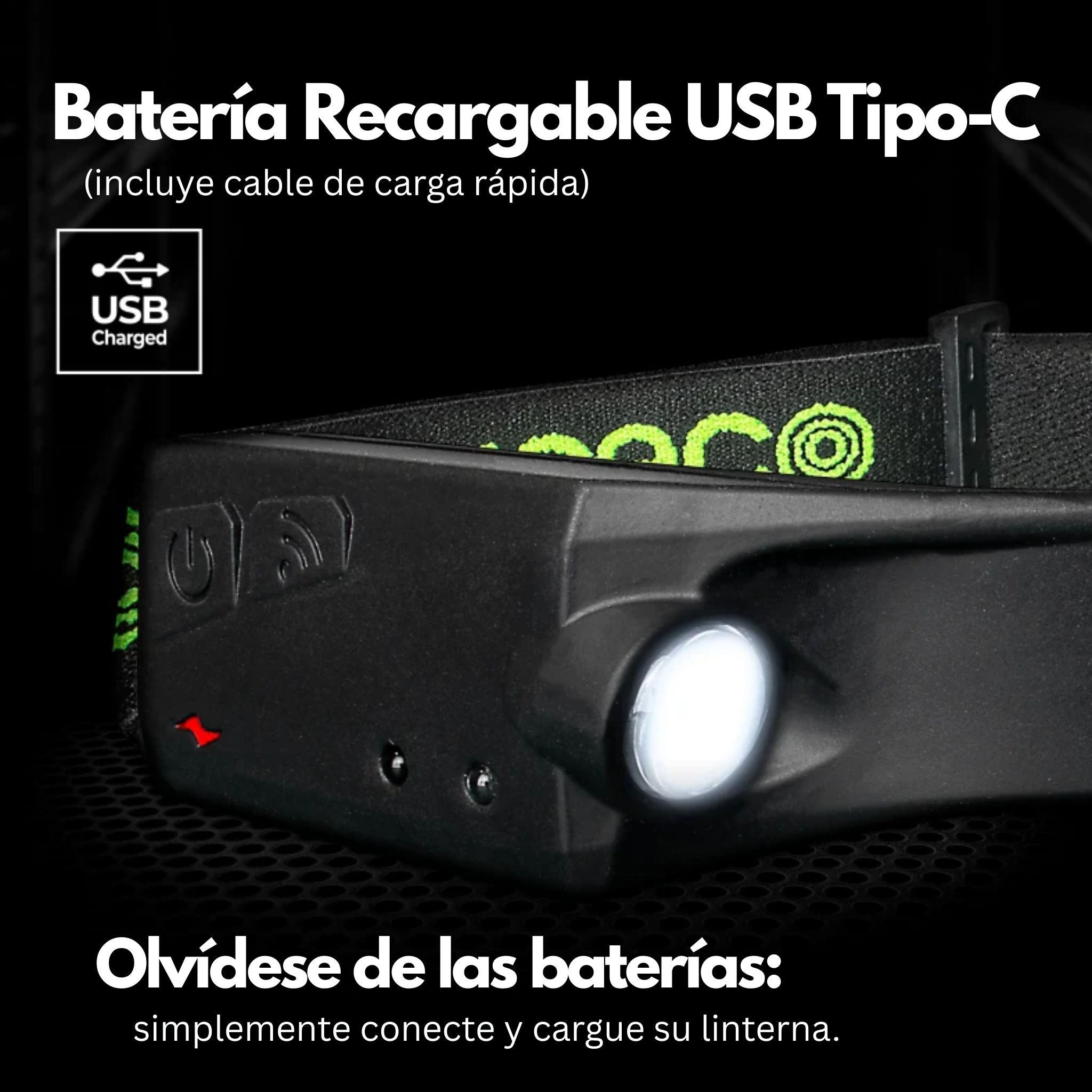 Linterna frontal recargable Luceco para casco