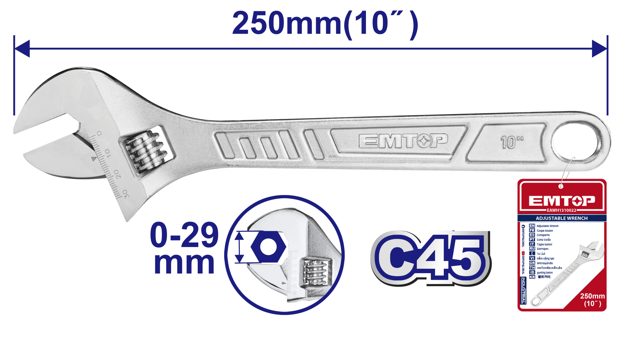 Llave inglesa ajustable de 10 pulgadas - LA CASA DEL TELEFONO