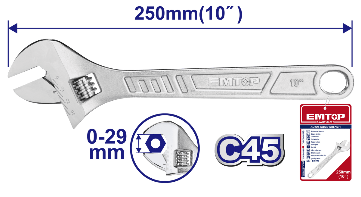 Llave inglesa ajustable de 10 pulgadas - LA CASA DEL TELEFONO