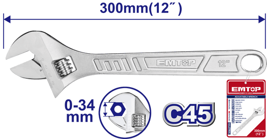 Llave inglesa ajustable de 12 pulgadas - LA CASA DEL TELEFONO