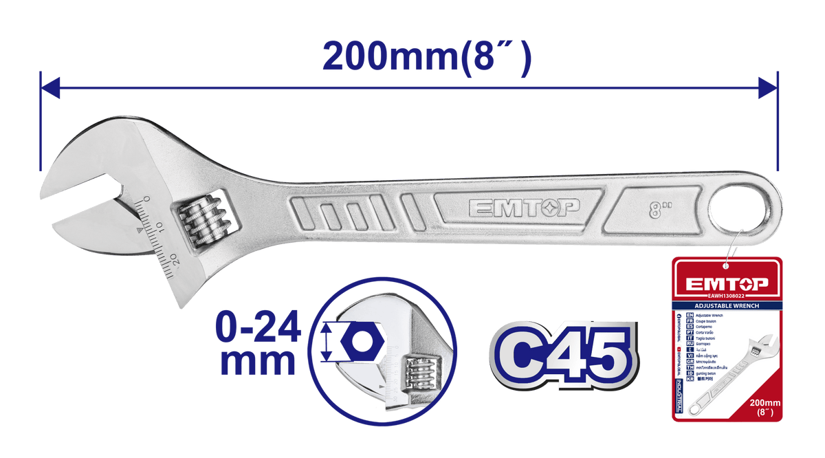 Llave inglesa ajustable de 8 pulgadas - LA CASA DEL TELEFONO