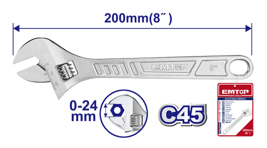 Llave inglesa ajustable de 8 pulgadas - LA CASA DEL TELEFONO
