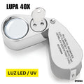 Lupa 40x LED UV Metal Joyería Detección Billetes