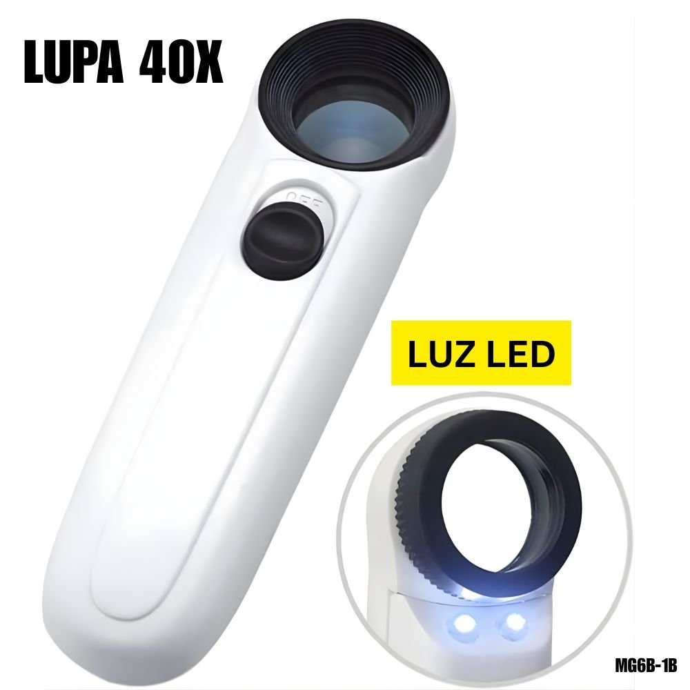 Lupa de mano con Luz LED y aumento 40x - LA CASA DEL TELEFONO