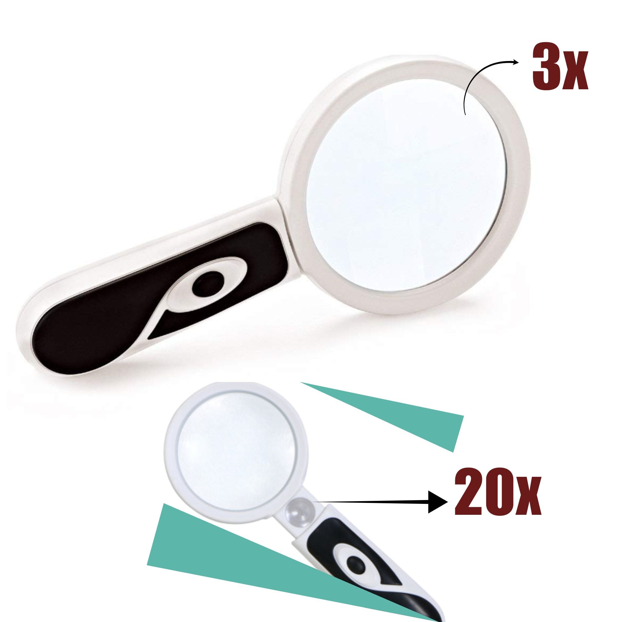 Lupa de mano con luz LED MIYAKO M-023 doble aumento 