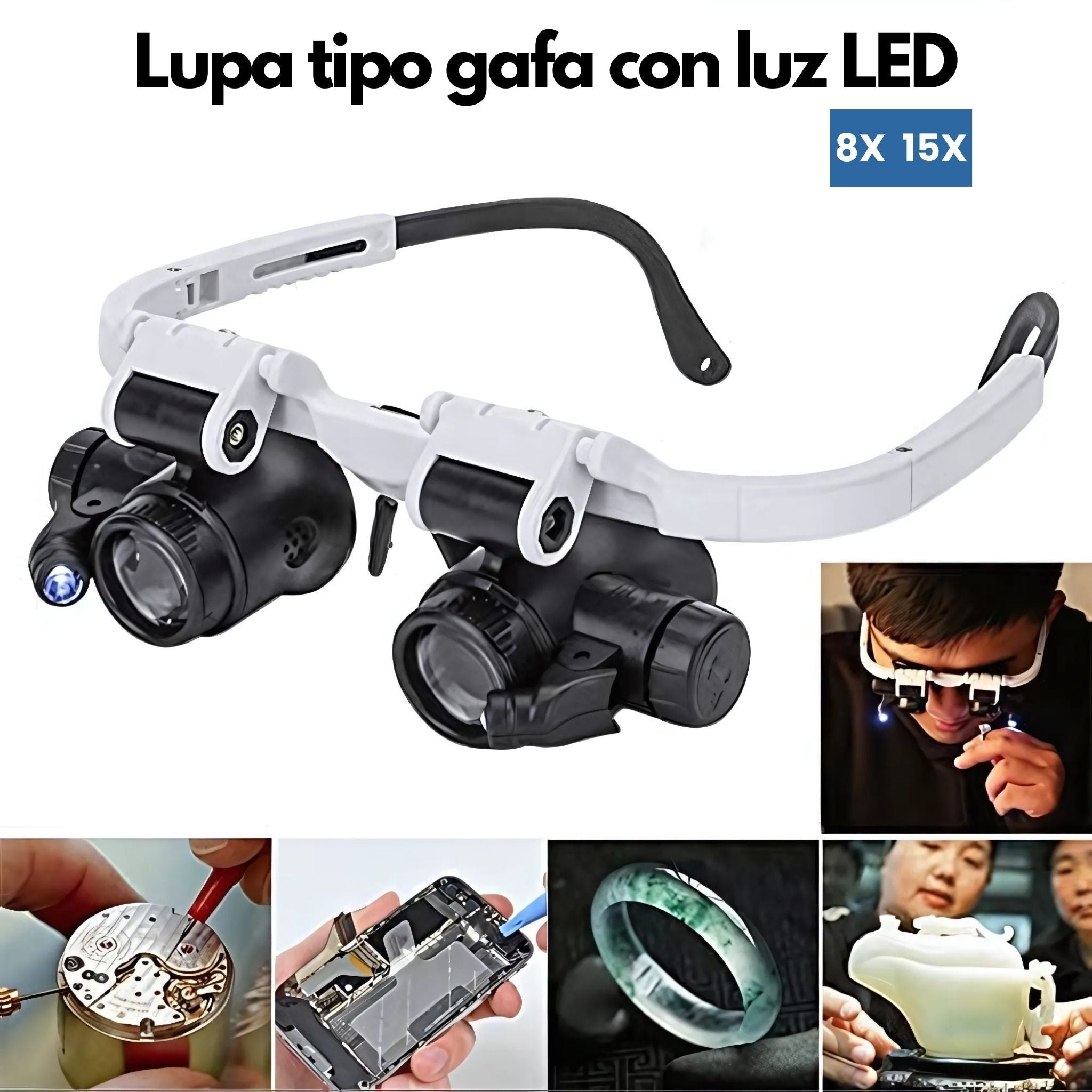 Lupa tipo gafas con iluminación - LA CASA DEL TELEFONO