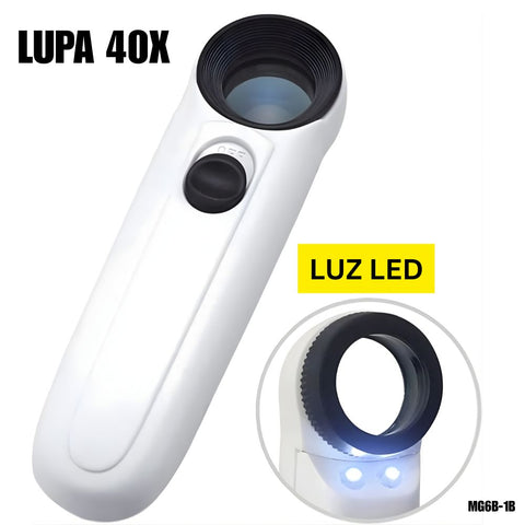 Lupa de mano con Luz LED y aumento 40x