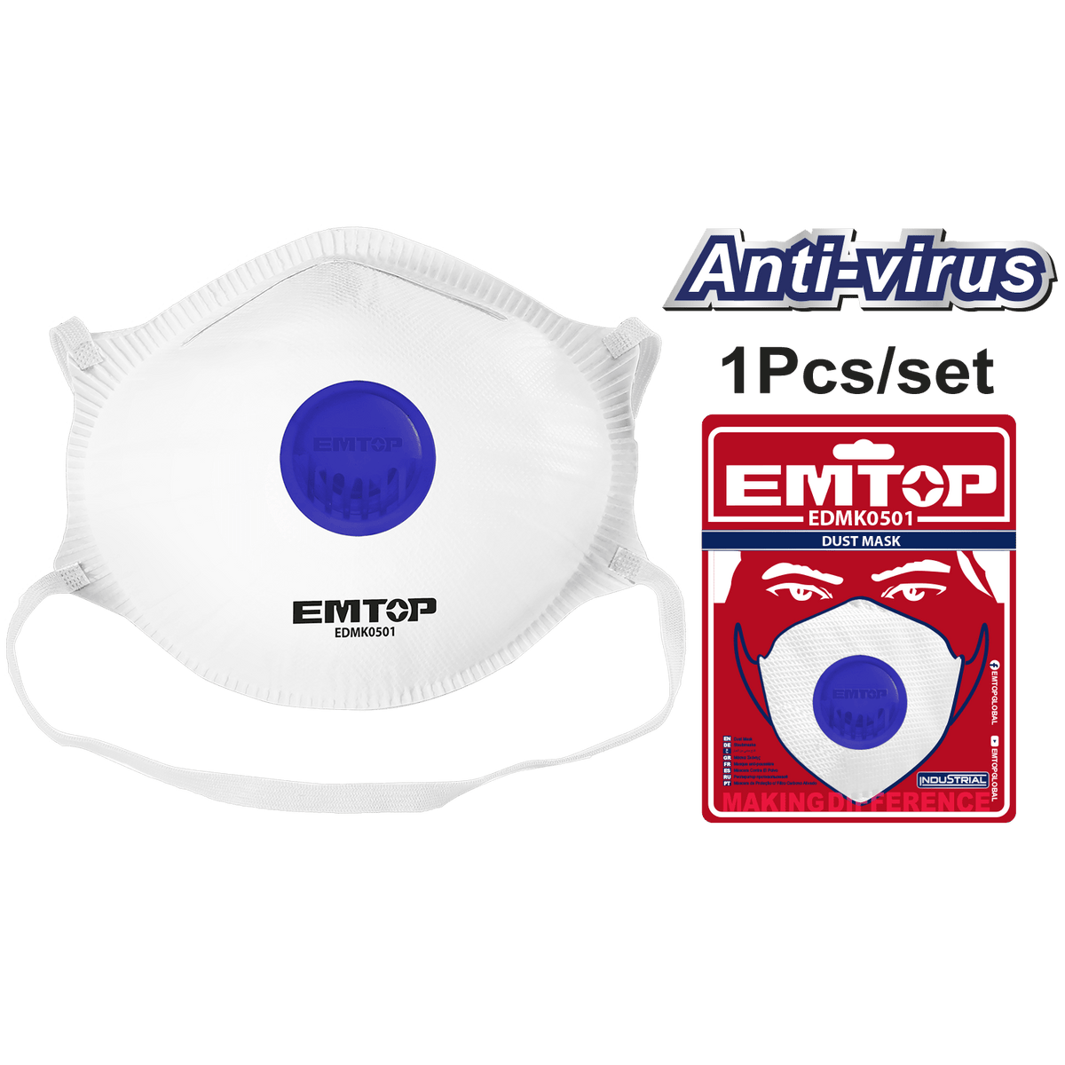 Mascarilla antipolvo con válvula Emtop EDMK0501 - LA CASA DEL TELEFONO