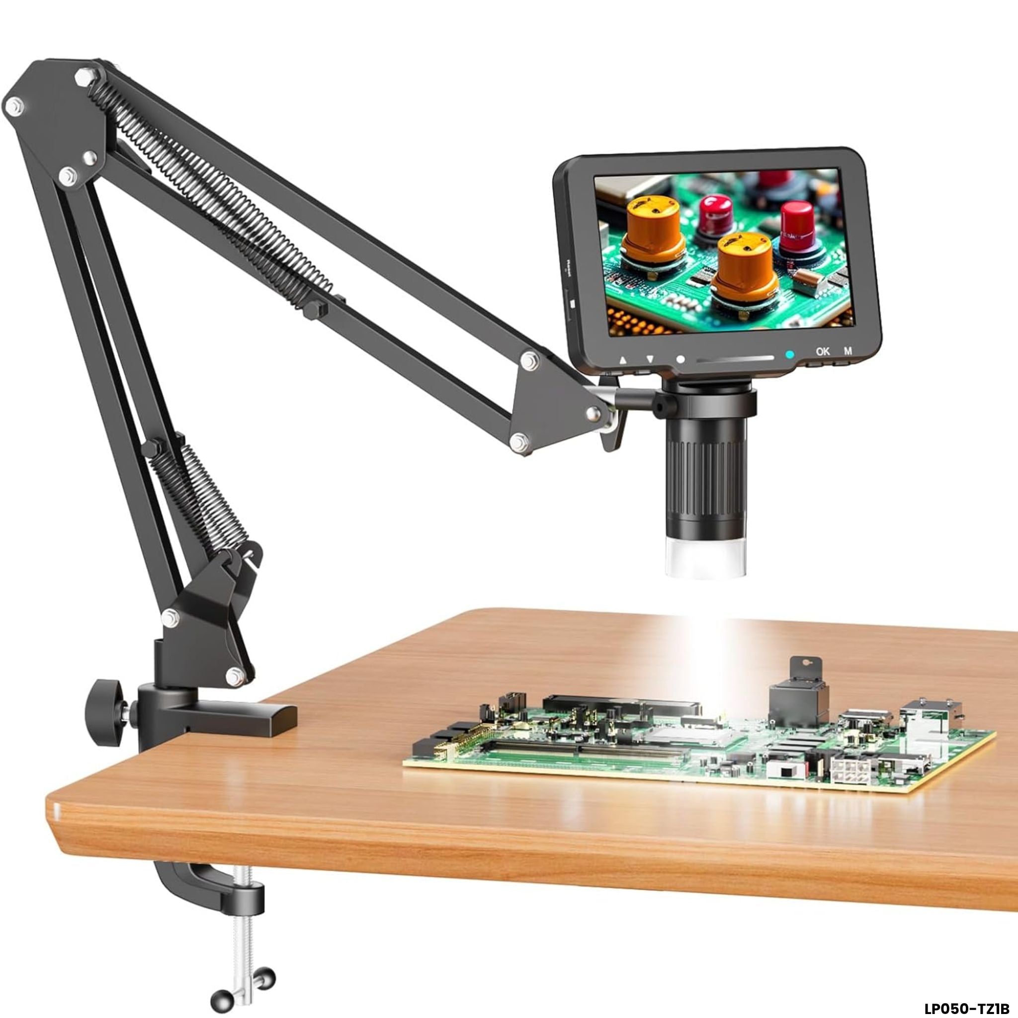 Microscopio digital 5 pulgadas 1000x brazo flexible LP050-TZ1B pantalla IPS negro 