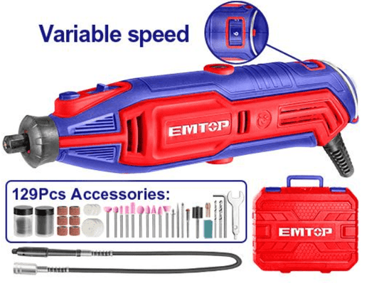 Mini amoladora dremel eléctrico con maletín y accesorios Emtop ULMGK1301 - LA CASA DEL TELEFONO