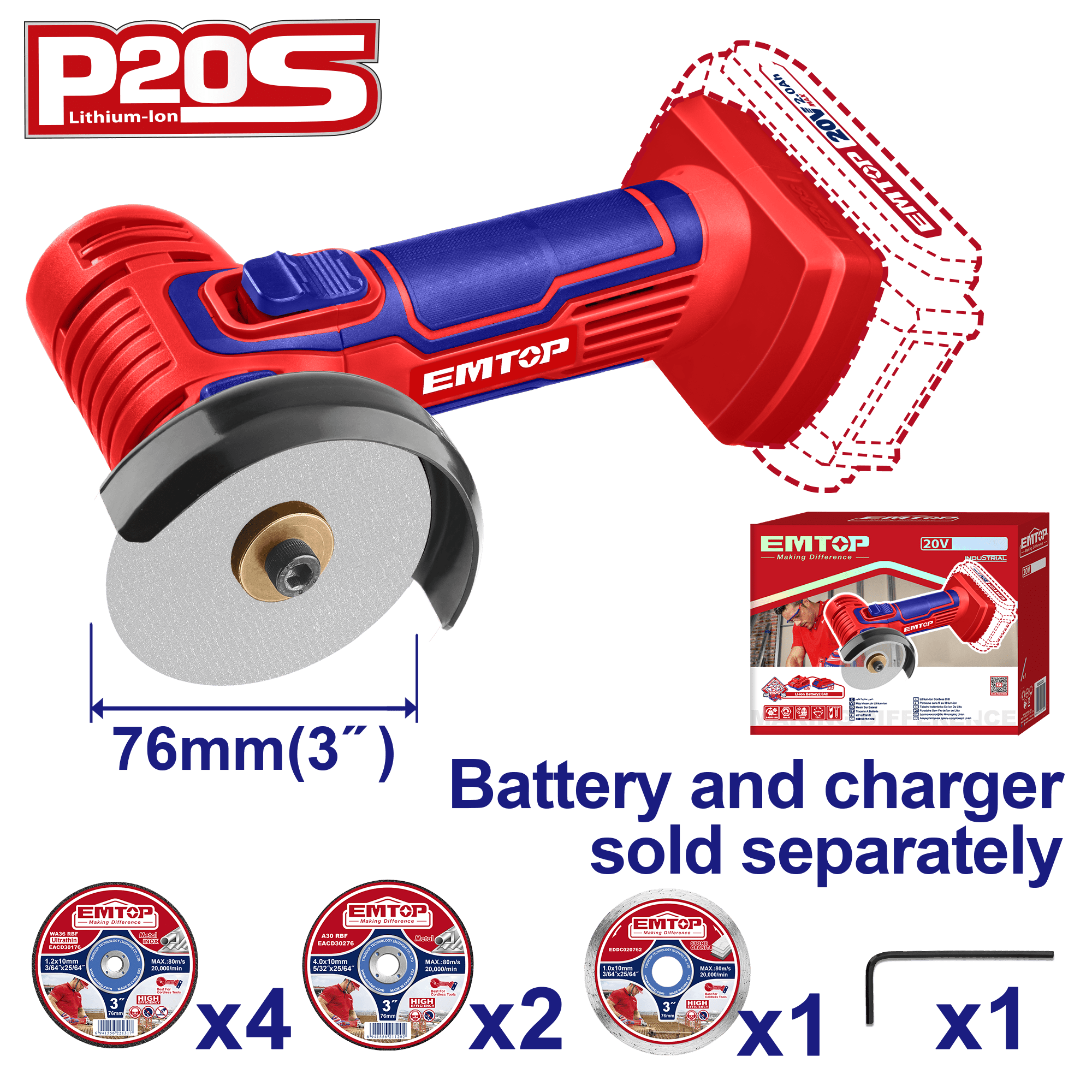 Mini flexible esmeriladora 20V EMTOP ELAG7601 - LA CASA DEL TELEFONO