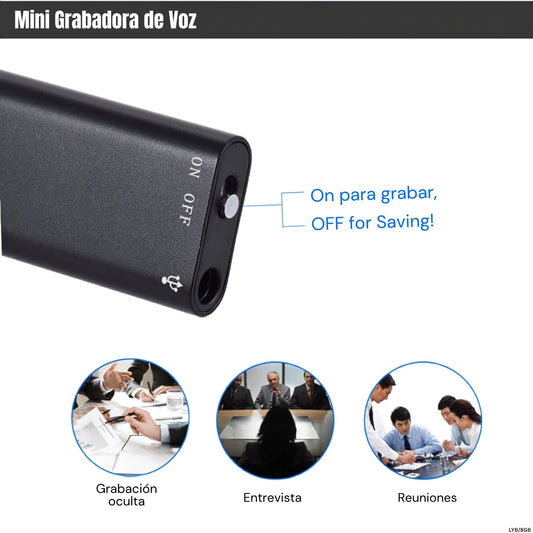 Mini Grabadora de Voz Espía 8GB ULAR LYB - LA CASA DEL TELEFONO