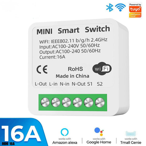 Mini Interruptor Inteligente Wi-Fi/Bluetooth de 16A (Domótica Tuya)