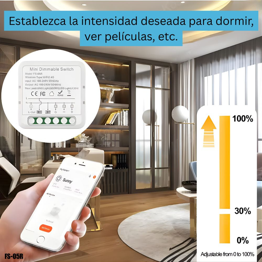 Mini regulador de luz (Dimmer) WiFi inteligente para Luces LED y convencionales