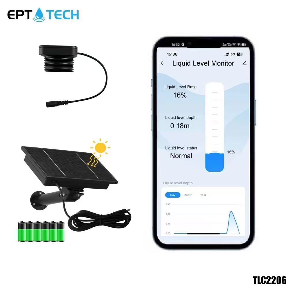 Monitor inteligente de nivel de tanque solar Wi-Fi Tuya con alertas móviles