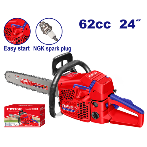 Motosierra a gasolina 24 pulgadas 62CC motor 2T – EMTOP EGCS24621