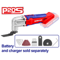 Multiherramienta 20V para trabajos de corte, pulido, lijado, raspado