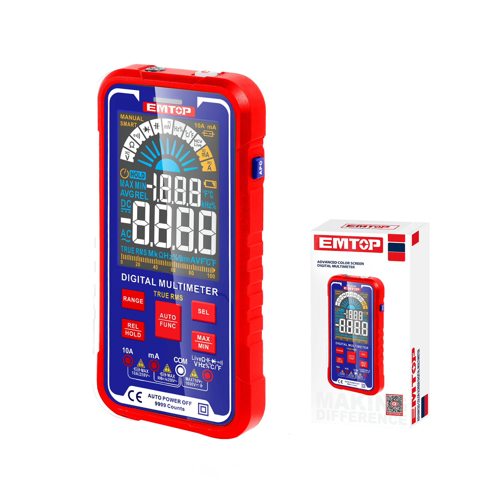 Multímetro digital SMART CAT.III 1000V, TRUE RMS, pantalla LCD y estuche - LA CASA DEL TELEFONO
