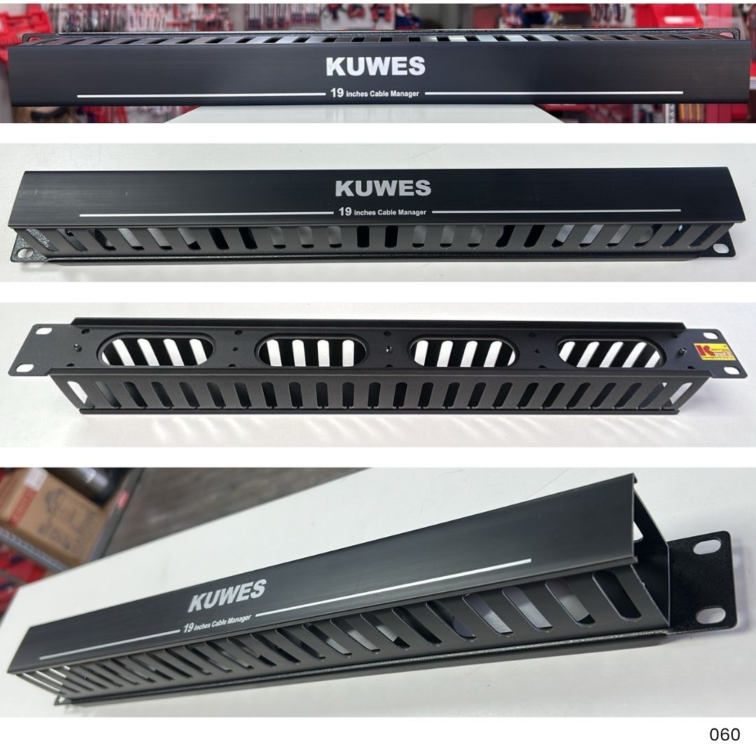 Organizador horizontal de cables 1U plástico Kuwes 060 para rack 