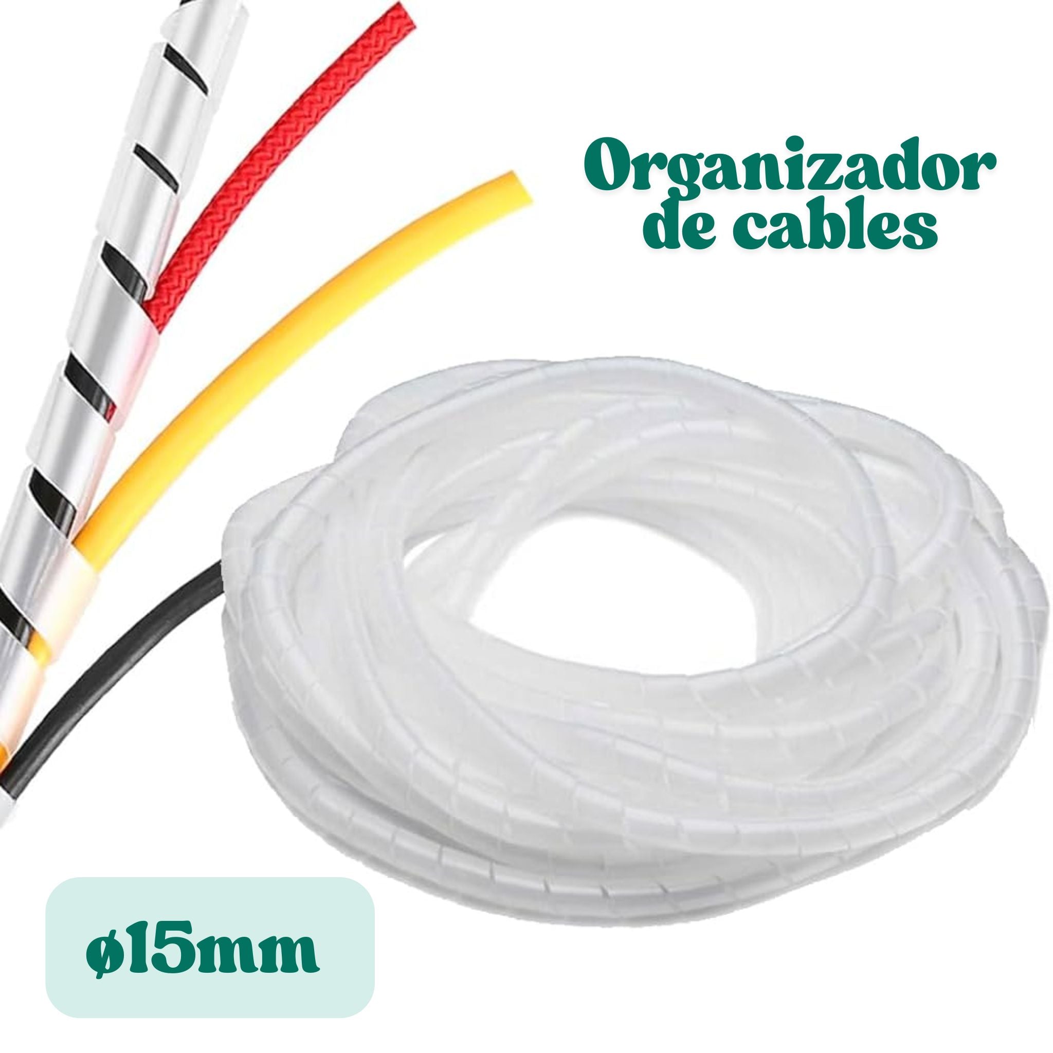 Organizador espiral de cable, diámetro de 15mm, 10M de largo – LCDT ASW11510W