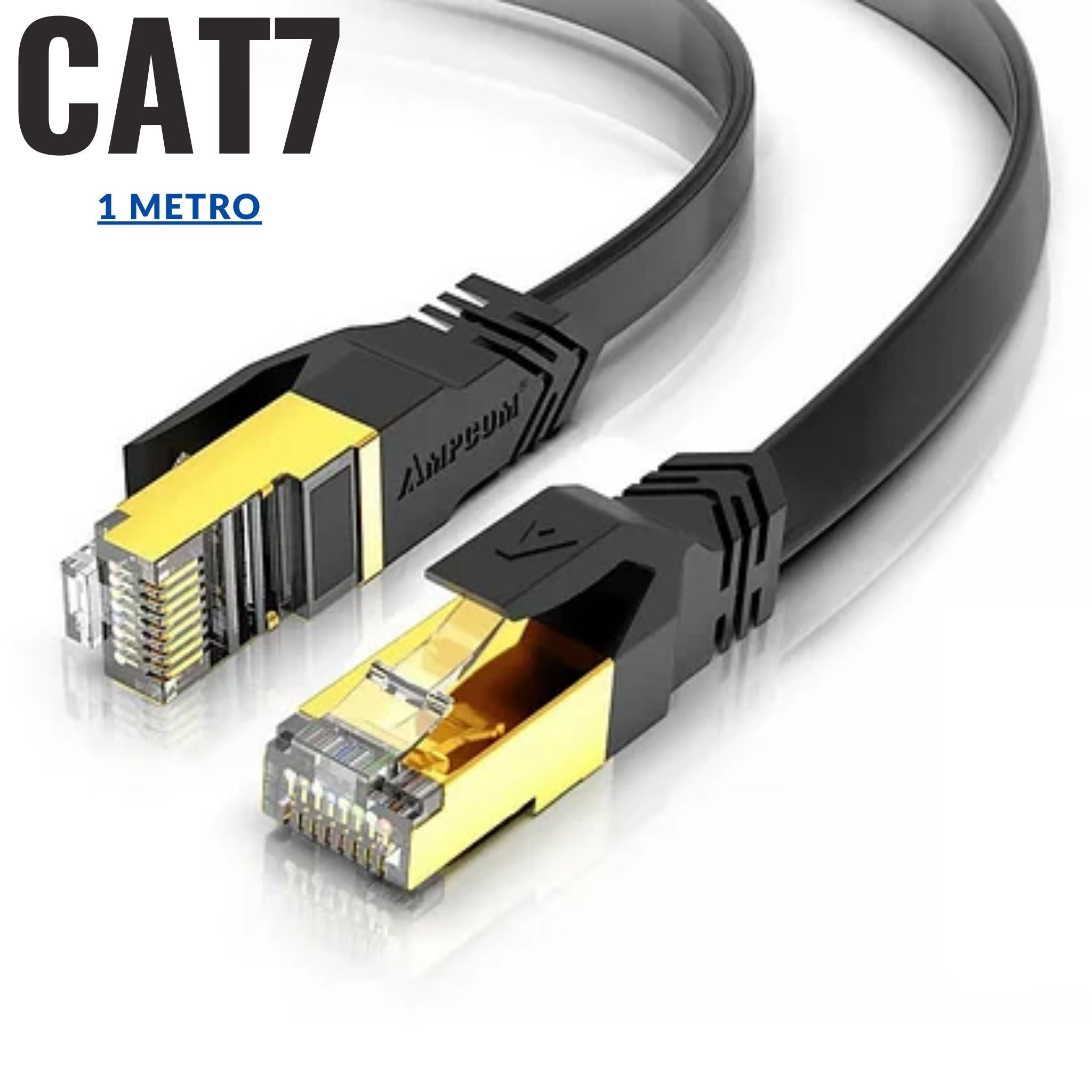 Patch cord plano blindado para redes Categoría 7, 1 metro de longitud - LA CASA DEL TELEFONO