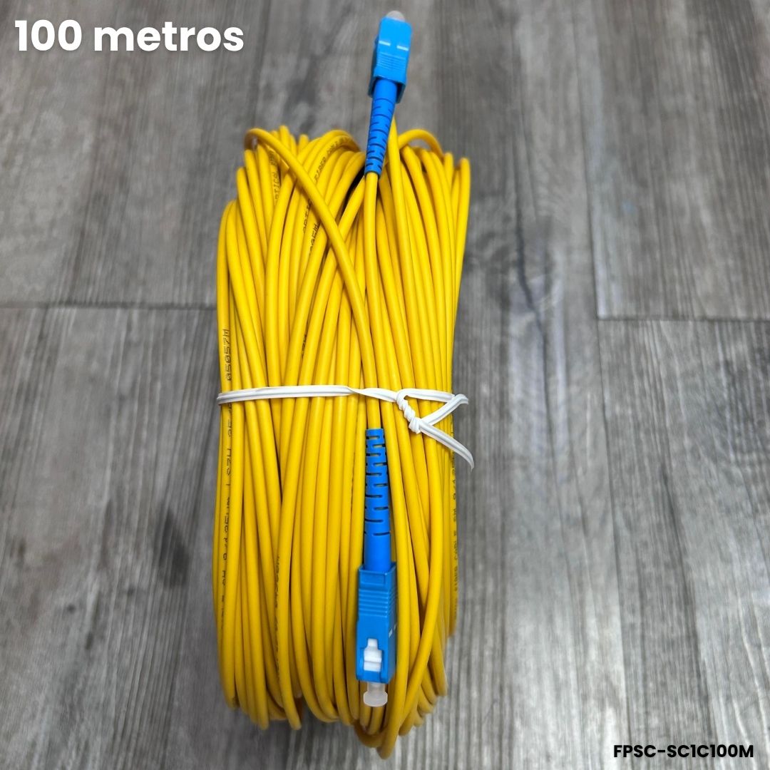 Patch cord SC UPC monomodo 100m G652D 3.0mm LSZH amarillo fibra óptica larga distancia 