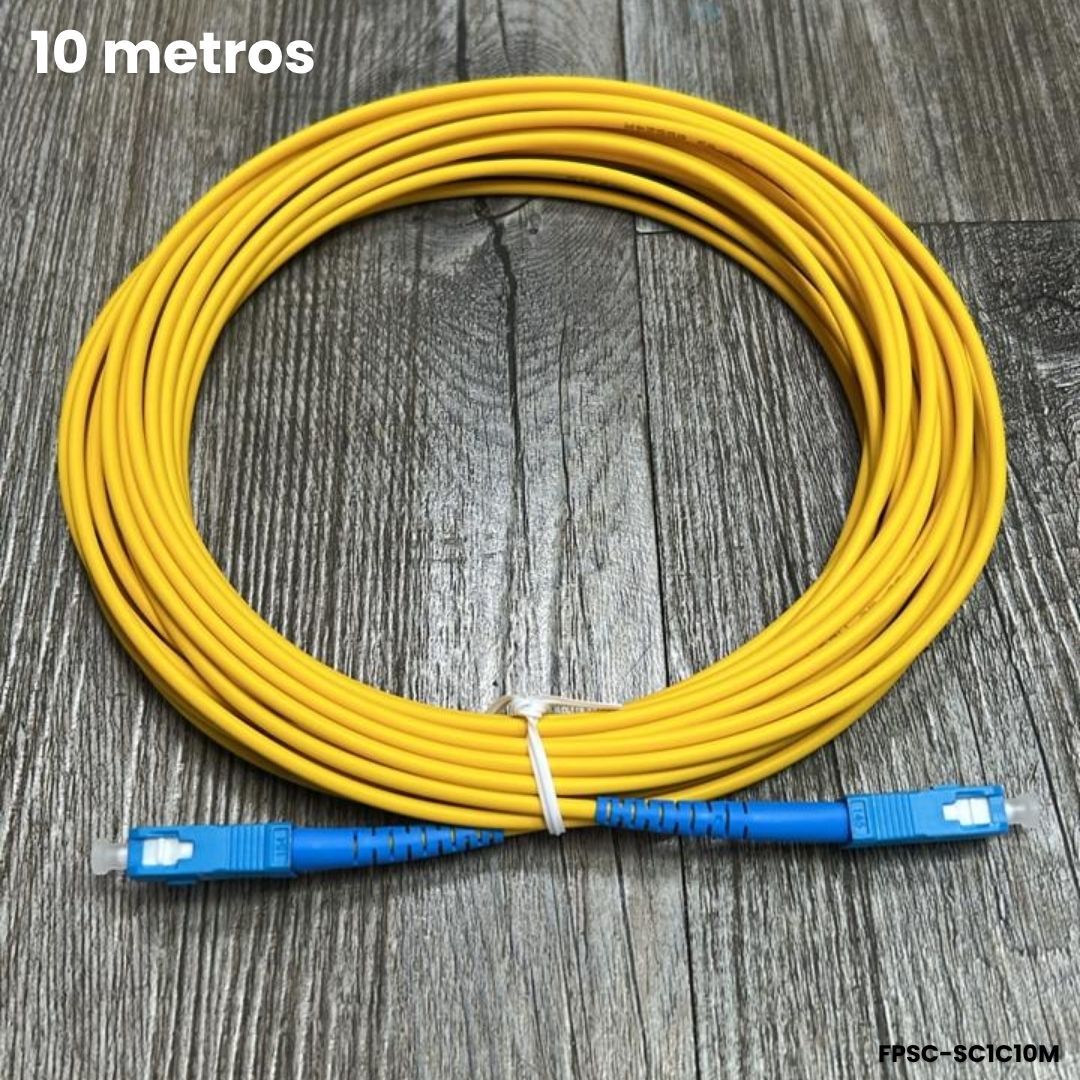 Patch cord SC UPC monomodo 10m G652D 3.0mm LSZH amarillo fibra óptica larga distancia 