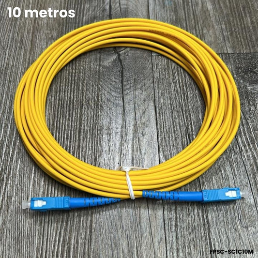 Patch cord SC UPC monomodo 10m G652D 3.0mm LSZH amarillo fibra óptica larga distancia 