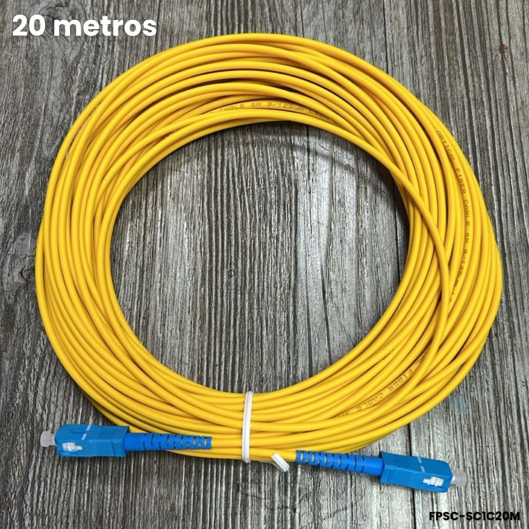Patch cord SC UPC monomodo 20m G652D 3.0mm LSZH amarillo fibra óptica larga distancia 
