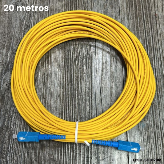 Patch cord SC UPC monomodo 20m G652D 3.0mm LSZH amarillo fibra óptica larga distancia 