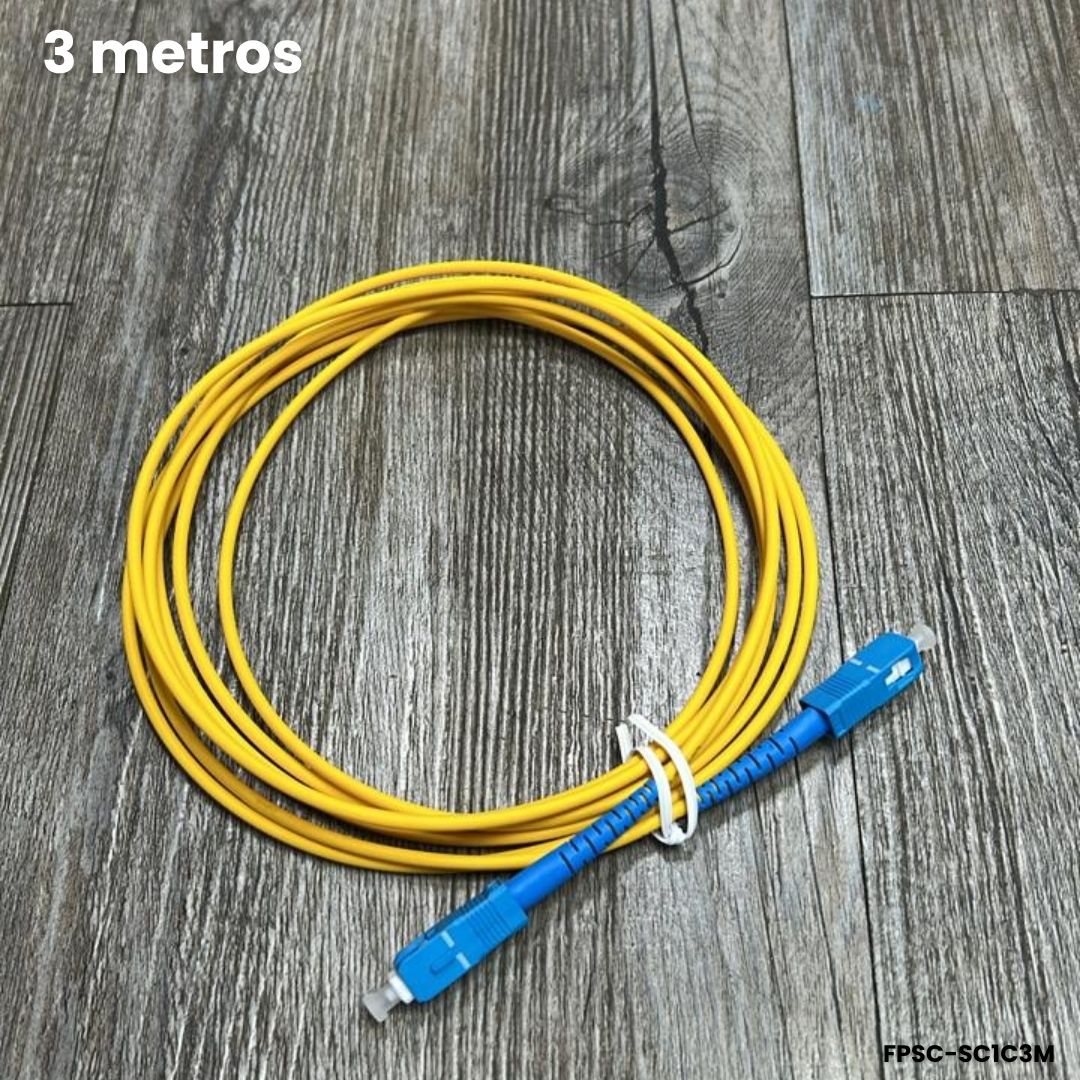 Patch cord SC UPC monomodo 3m G652D 3.0mm LSZH amarillo fibra óptica