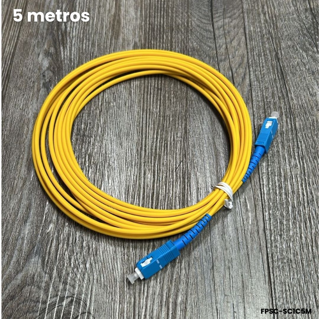 Patch cord SC UPC monomodo 5m G652D 3.0mm LSZH amarillo fibra óptica