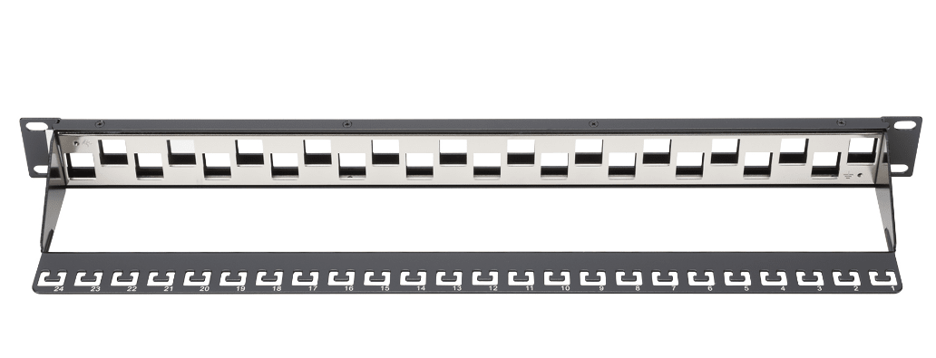 Patch panel vacío 24 puertos para redes CAT6A UTP STP Kuwes KSNTF24-C6A-B-BK - LA CASA DEL TELEFONO