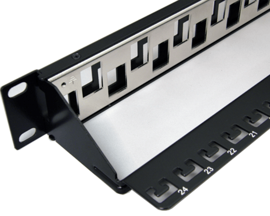 Patch panel vacío 24 puertos para redes CAT6A UTP STP Kuwes KSNTF24-C6A-B-BK - LA CASA DEL TELEFONO