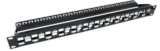 Patch panel vacío 24 puertos para redes CAT6A UTP STP Kuwes KSNTF24-C6A-B-BK - LA CASA DEL TELEFONO