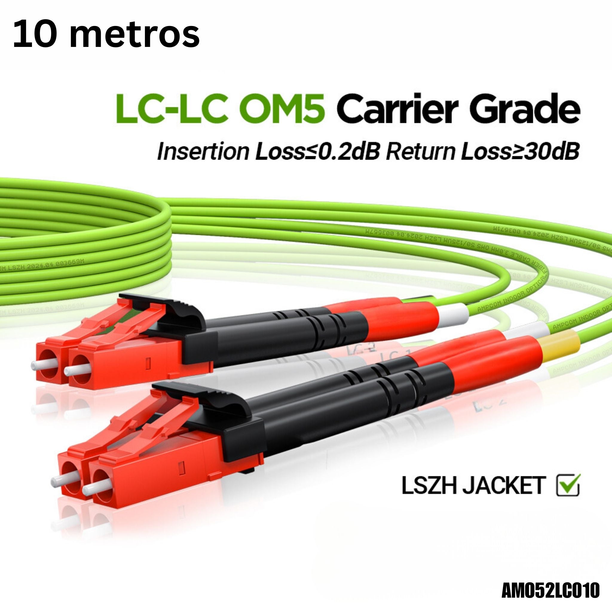 Patch cord de Fibra Óptica OM5 Dúplex LC-LC - 10 Metros – AMO52LC010