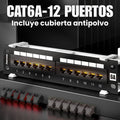 Patch panel 12 Puertos Cat6A AMPCOM incluye base