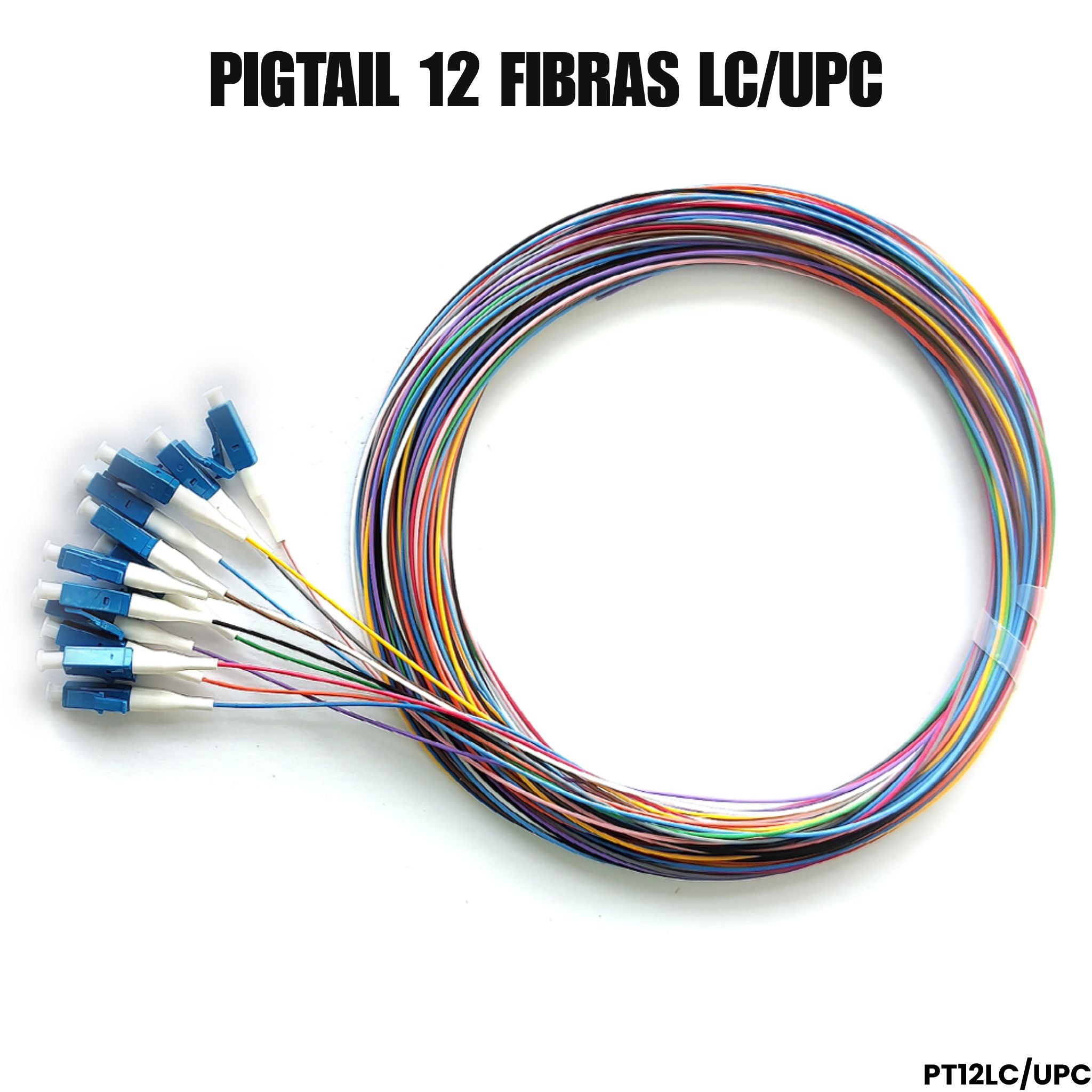 Pigtail LC/UPC Monomodo G652D 12 fibras LSZH 1.5m para empalme FTTH 