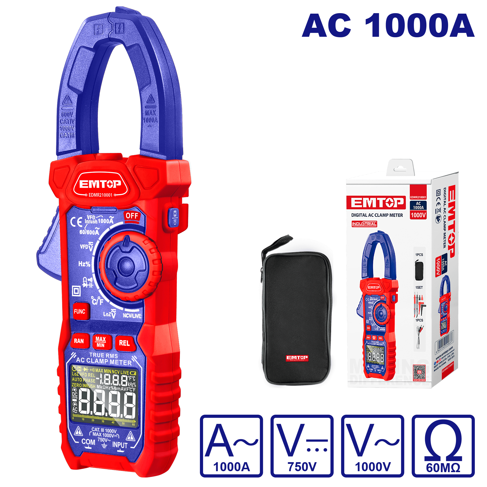 Pinza amperimétrica digital AC 1000A de doble impedancia - LA CASA DEL TELEFONO