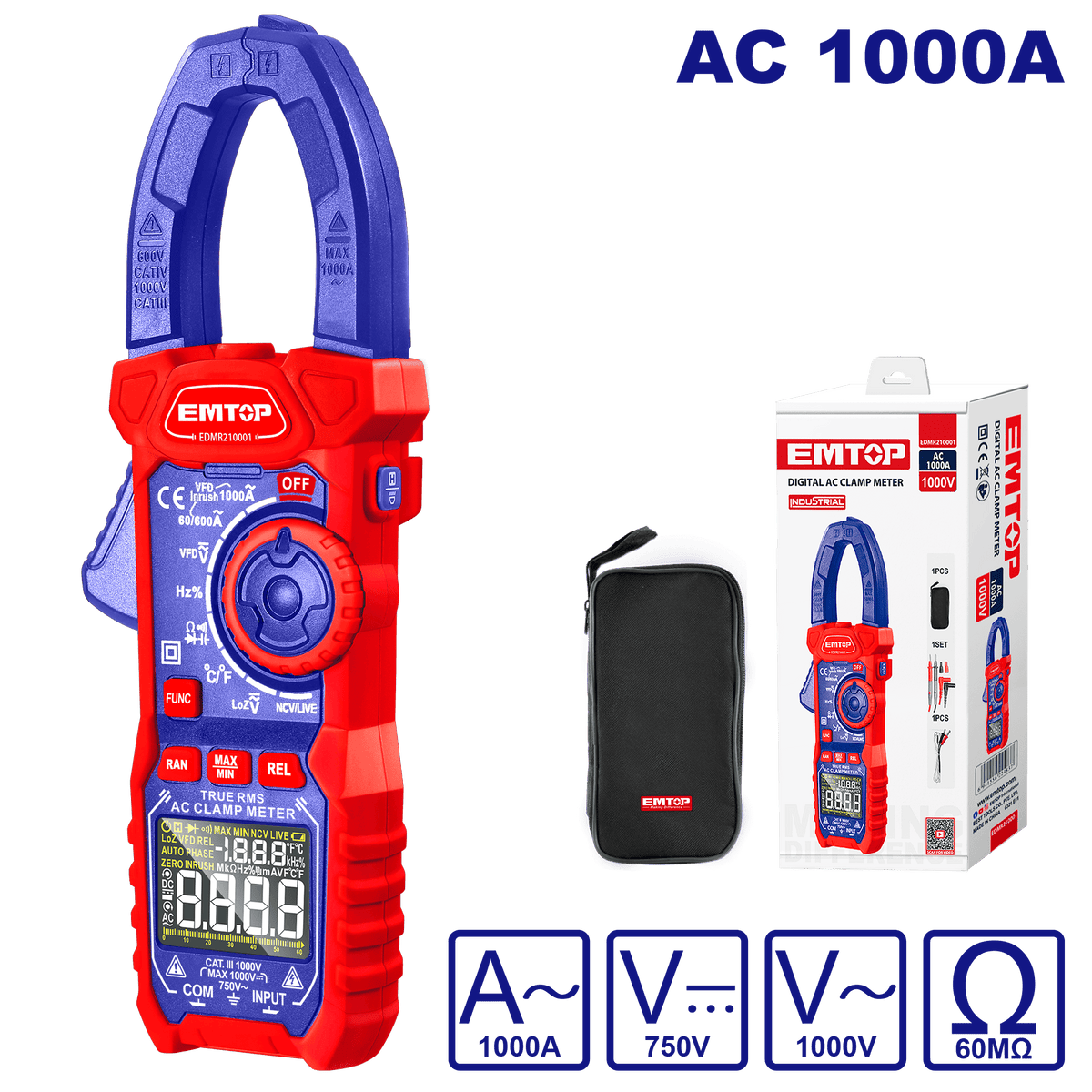 Pinza amperimétrica digital AC 1000A de doble impedancia - LA CASA DEL TELEFONO