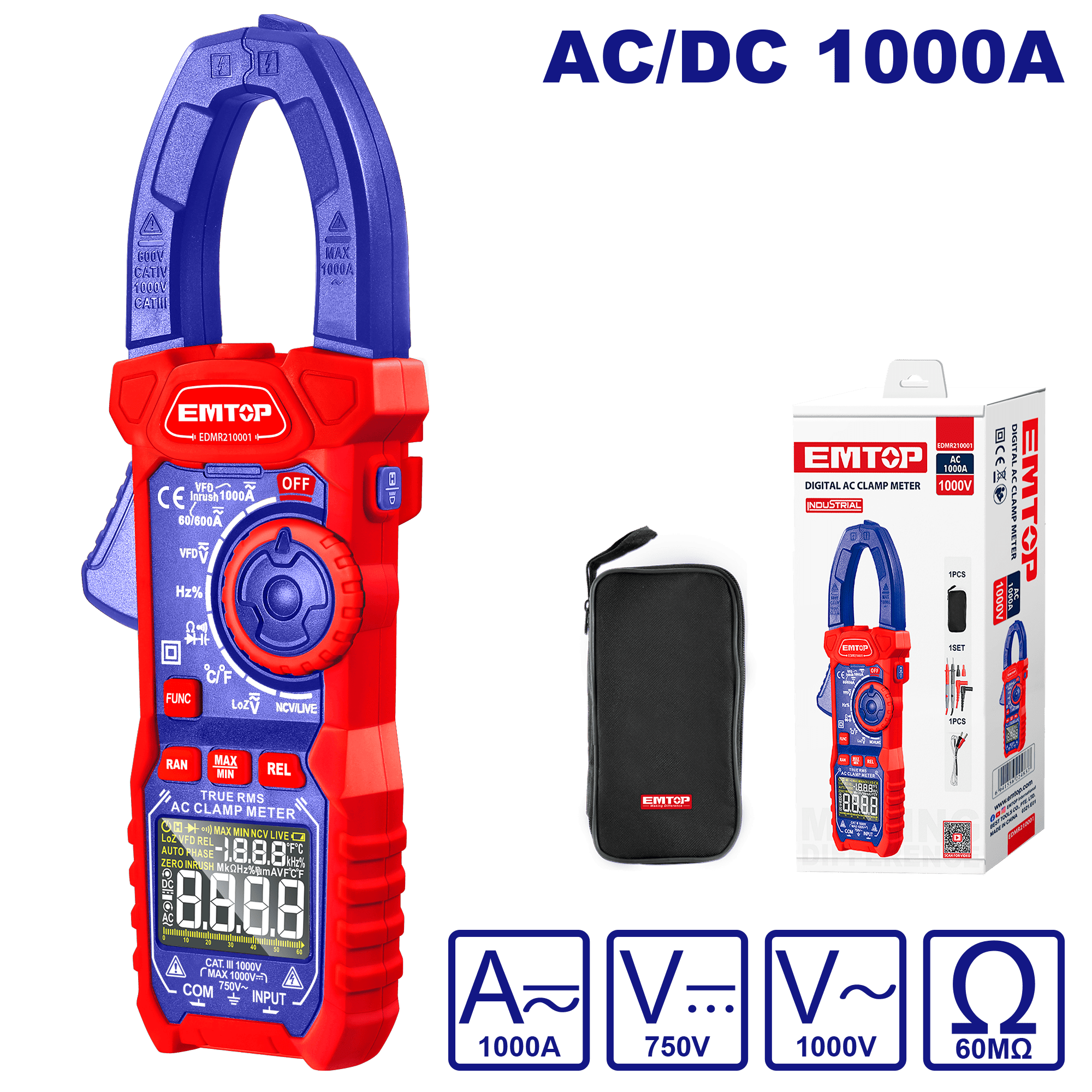 Pinza amperimétrica digital AC/DC 1000A de doble impedancia - LA CASA DEL TELEFONO