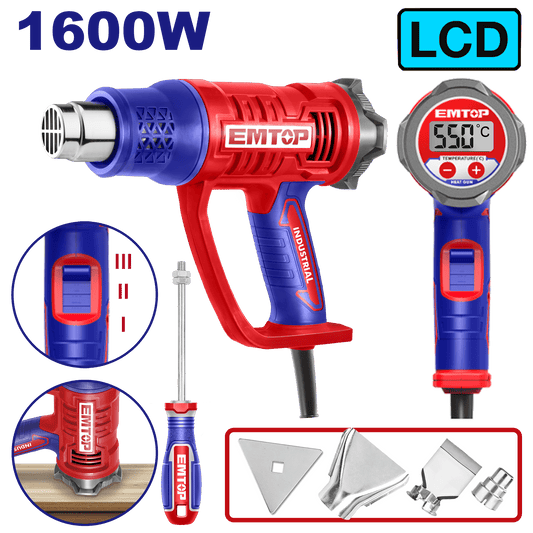 Pistola de calor 1600W ajuste de temperatura Emtop ULHGN16056 - LA CASA DEL TELEFONO