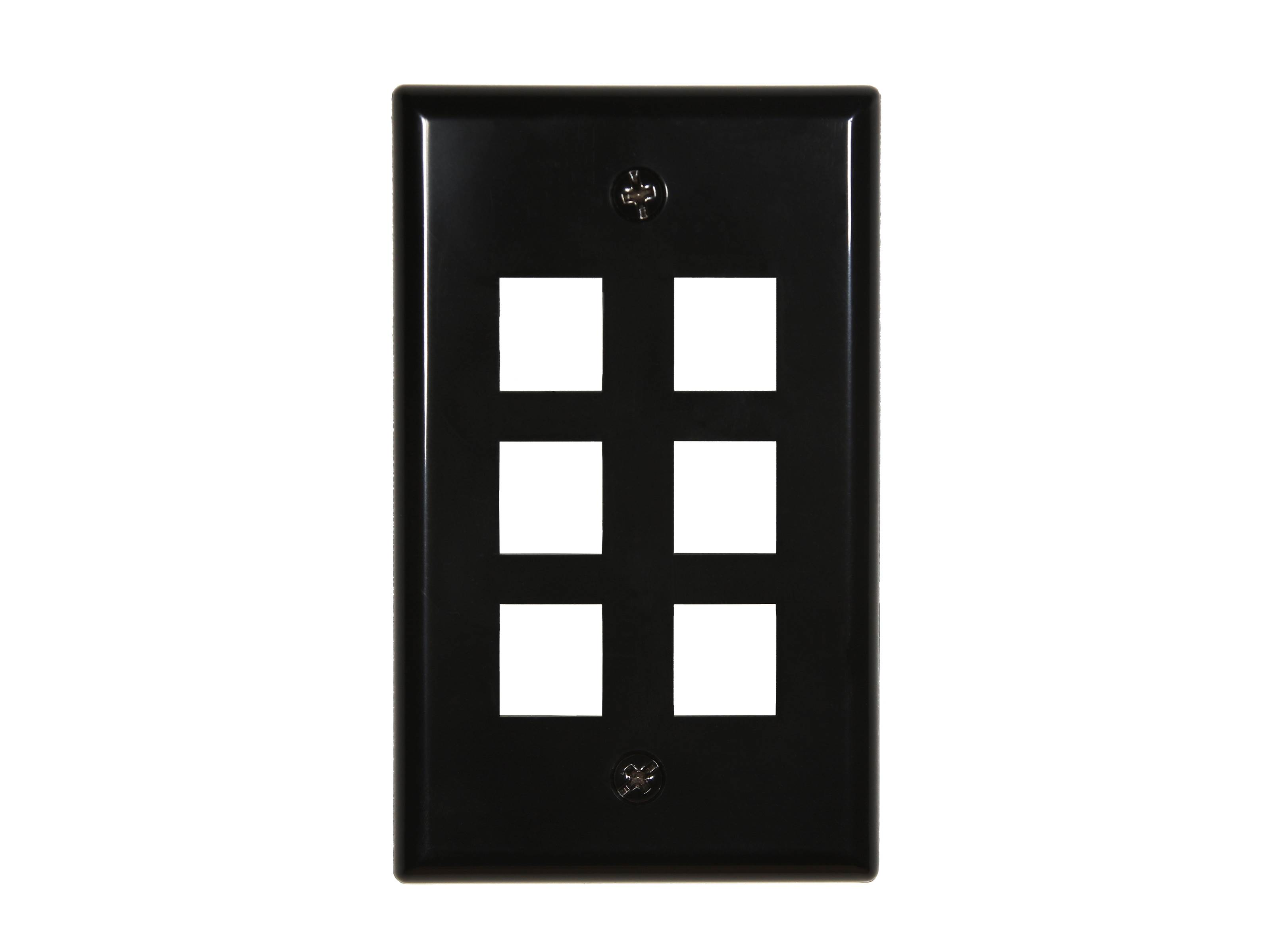 placa keystone 6 puertos negra quest nfp-1061 faceplate red rj45