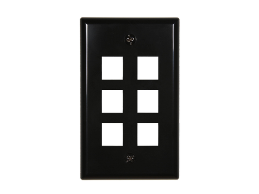 placa keystone 6 puertos negra quest nfp-1061 faceplate red rj45