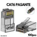 Bolsa de 100 Plugs RJ45 Cat6 Pasante, color negro