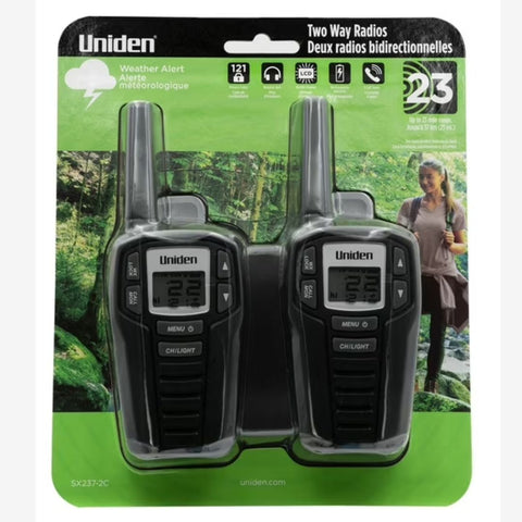 Walkie Talkie Recargable Uniden SX237-2C (Hasta 37 km)