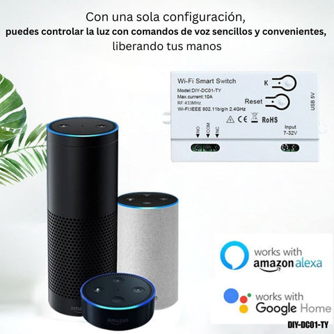 Módulo de relé inteligente Tuya (Contacto Seco) 1 Canal, Wi-Fi + RF