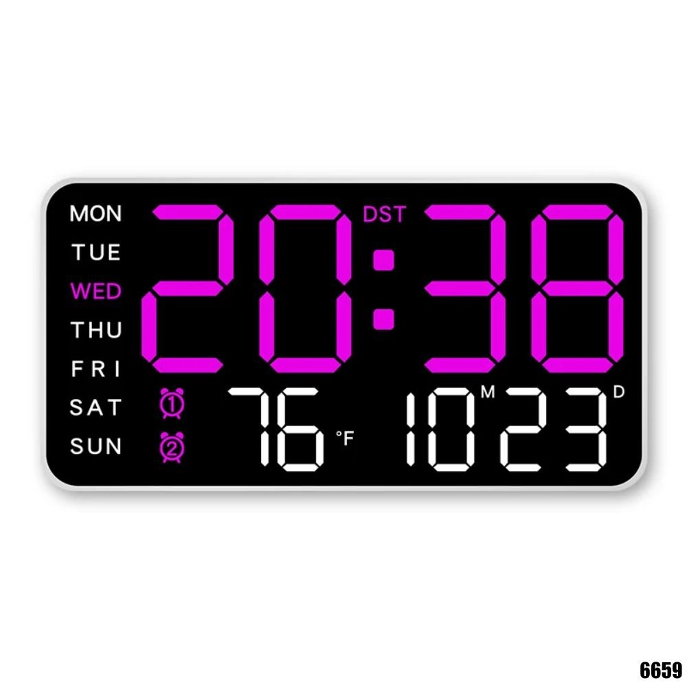 Reloj digital LED de números grandes con alarma, fecha y temperatura – 6659 - LA CASA DEL TELEFONO